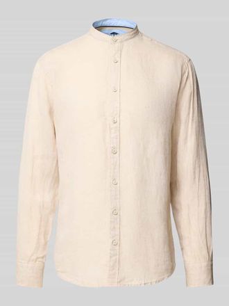 Fynch-Hatton Fynch-Hatton Regular Fit Leinenhemd mit Stehkragen in Sand, Gr&ouml;&szlig;e 3XL