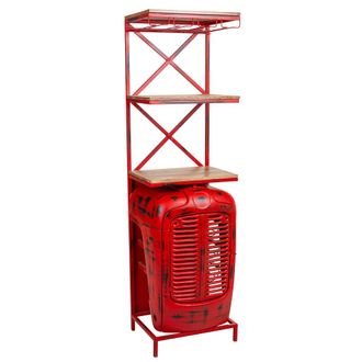 Wanderlust Deco Wanderlust Deco - Estante Botellero Tractor De Madera Y Metal Rojo 84x40x185