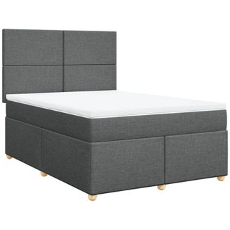 vidaXL Cama Box Spring Con Colch&oacute;n Tela Gris Oscuro 140x200 Cm Vidaxl