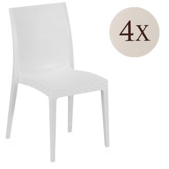 Dmora Juego De 4 Sillas De Exterior Palizzolo, Sillas De Jard&iacute;n Que Ahorra Espacio, Apilable, Ideales Para Jardines, Made In Italy, 42x48 H81 Cm, Blanca - D