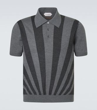 Versace Intarsia striped virgin wool polo shirt