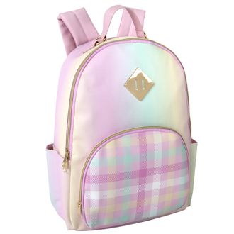 Emma & Chloe Waterproof Vinyl Backpacks for Traveling and Commuting, Ombre Stripes, L, Casual Daypack