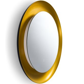 Paco Home Paco Home - Espejo Led Con Iluminaci&oacute;n Espejo L&aacute;mpara Interruptor T&aacute;ctil Para Ba&ntilde;o Ba&ntilde;o Lat&oacute;n Pulido, &Oslash;60cm