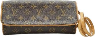 Louis Vuitton Pre-owned Clutches, female, Brown, Size: ONE SIZE Pre-owned Monogram Twin Pochette GM Brown Canvas Leather