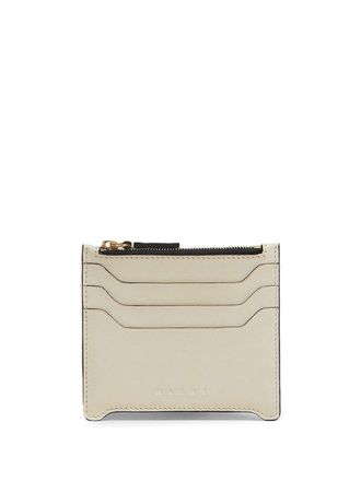 Marni small zipped leather card case - Neutrals