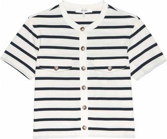 Frame Denim Womens Jersey Striped Top In Cream Multi