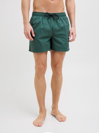 Jack & Jones Badeshorts JACK & JONES JPSTMAUI Badeshort mit elastischem Bund und normalem Schnitt, Herren, Gr. XS, N-Gr, gr&uuml;n (mallard gr&uuml;n), Web, Polyester, unifa