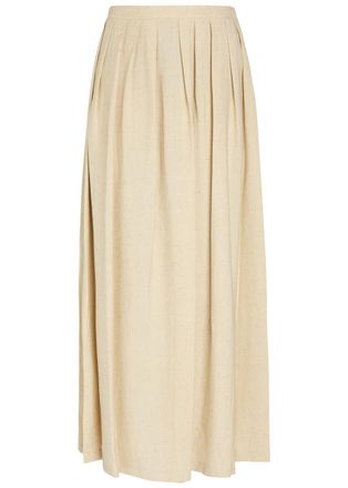 Giuliva Heritage Collection The Lea Pleated Woven Maxi Skirt - Ecru - 36 (UK4 / Xxs)