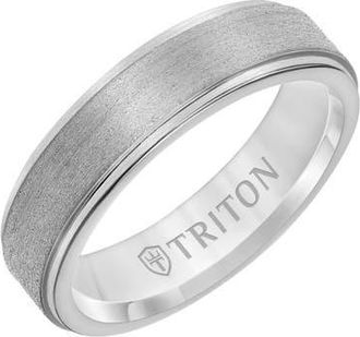 Triton 6MM Tantalum Ring with Satin Finish and Step Edge in Metallic Silver at Nordstrom, Size 10.5