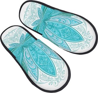 Generic Fleece Slippers Lotus Flower Bloom Mandala Furry Slipper Warm Cotton Slipper For Ladies Women Room L