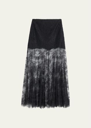 LoveShackFancy Carline Floral Lace Maxi Skirt