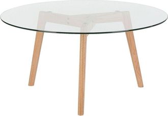 Beliani Beliani - Modern Coffee Table Glass Oval Tabletop Solid Wood Legs Tripod &oslash; 90 cm Minnesota
