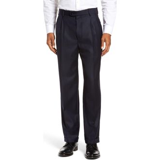 Zanella Bennett Straight Leg Pleated Dress Pants in Blue 0 at Nordstrom, Size 32 X Unhemmed