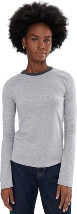 Vince Heather Tipped Long Sleeve Crew Womens Clothing Thistle Combo : XS, Cotton/Modal