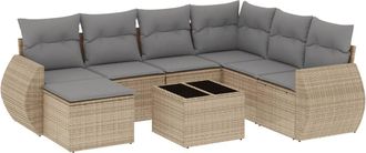 vidaXL Vidaxl - Juego De Sof&aacute;s De Jard&iacute;n Con Cojines Beige 8 Pzas Rat&aacute;n Pe
