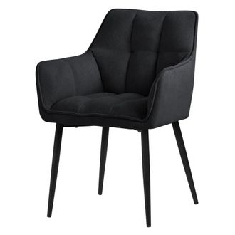 ML Design Sillas de comedor de rizo negro tapizado con respaldo y apoyabrazos