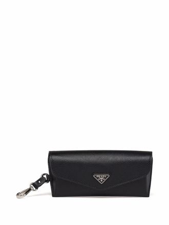 Prada triangle-logo eyeglasses case - men - Calf Leather - One Size - Black
