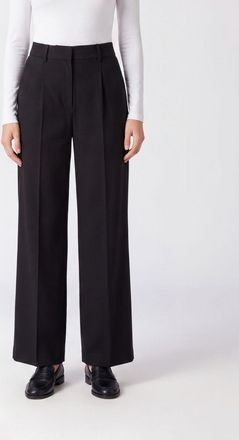 Erika Cavallini Semi Couture Pantaloni a gamba larga in misto lana a vita alta con chiusura a scomparsa