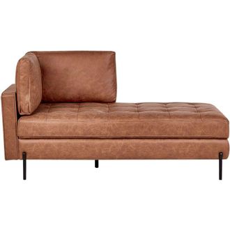 Beliani Chaise longue in ecopelle con inserti marrone dorato lato sinistro Rebais