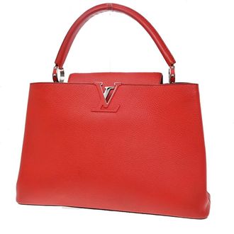 Louis Vuitton Capucines Bag Leather Red Leather Handbag (Pre-Owned)