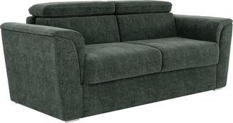 Vente-Unique Divano Letto 4 Posti Express In Tessuto Testurizzato Verde Rete A Doghe Larghe 160 Cm Materasso 22 Cm Memory Foam - Rizora