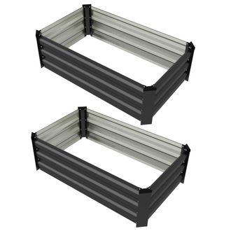 OUTSUNNY Set Di 2 Letti Per Orto In Acciaio Con Base Aperta 100x60x30cm Grigio