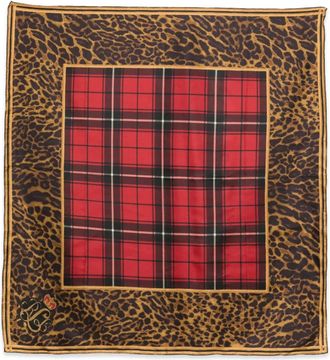 Lauren Ralph Lauren Sjaal met luipaardprint en tartan ruit - Rood