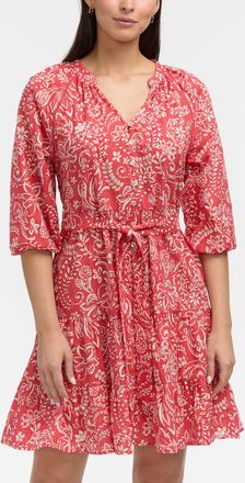 Ellen Tracy Womens Tiered Floral Belted Dress