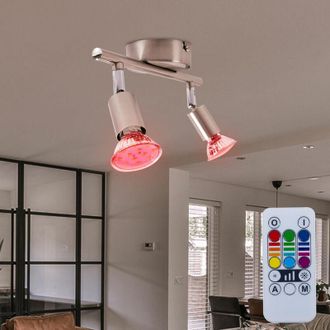 ETC Shop Faretti da soffitto regolabili per lampada da sala da pranzo telecomando colorato nel set con lampade a led rgb