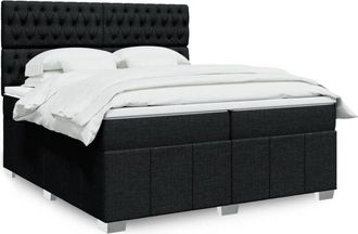 vidaXL Vidaxl - Cama Box Spring Con Colch&oacute;n Tela Negro 200x200 Cm