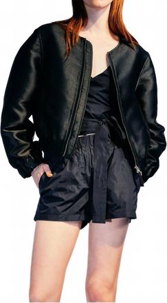 Susanne Bommer Classic Cropped Blouson Jacket In Coal Black