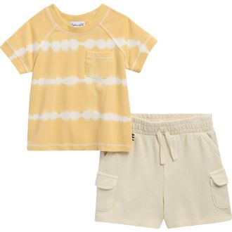 Splendid Sunny Tie Dye T-Shirt & Shorts Set in Sunny Ylw T Dye at Nordstrom, Size 12-18M