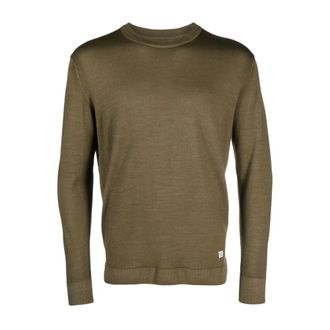 C.P. Company Round-neck Knitwear, male, Green, Size: S Military Green Sweater