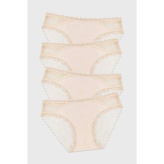 Stripe and Stare Eco Lace Original Knicker Four Pack in Sand at Nordstrom, Size X-Small Uk