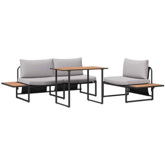 vidaXL Conjunto De Comedor De Jard&iacute;n 3 Pcs Gris Claro Acero Vidaxl