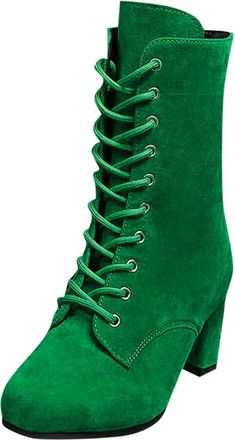 Generic Army Green Womens Suede Boots with Front-Strap for Height Enhancement Comfortable for Outdoor Activities in Autumn and Winter