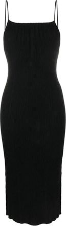 &Aacute;eron Geribbelde Cami Midi Jurk in Zwart - Dames - Casual kleedjes - Zwart - L - Kleedjes