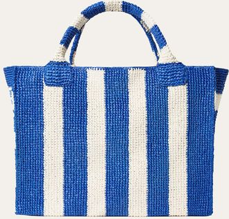 Loeffler Randall Sol Striped Crochet Raffia Tote Bag
