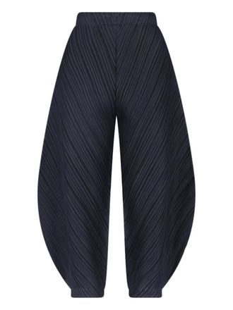Pleats Please Issey Miyake Curved Pleated Wide-Leg Pants