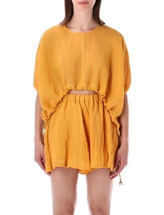 120% Lino Camicia Relaxed Short Sleeve Top