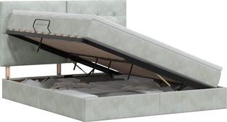 vidaXL Cama Con Almacenamiento Y Colch&oacute;n Gris Claro 140 X 190 Cm Vidaxl