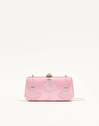 Valentino Garavani Minaudiere Valentino Garavani Carry Secrets In Raso Con Ricamo Motivo Floreale Donna ROSA/CRYSTAL UNI