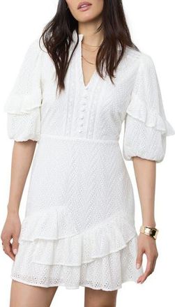 Mint Velvet Embroidered Detail Mini Dress in Ivory at Nordstrom, Size 14
