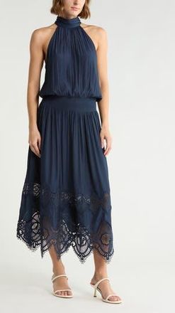 Ramy Brook Elsie Embroidered Border Dress in Navy at Nordstrom Rack, Size X-Small