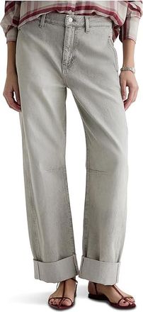 AG - Adriano Goldschmied Mercer High-Rise Cuffed Barrel Jeans in Sensory Womens Jeans Sensory : 27 28.5, Cotton/Denim