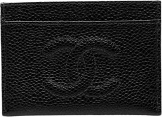 Chanel Pre-owned Business Card Case - Dames - Vintage Accessoires - Zwart - ONE Size - Leer - Vintage