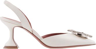 Amina Muaddi Begum 70 Satin Slingback Pumps, Brand Size 35 ( US Size 5 )