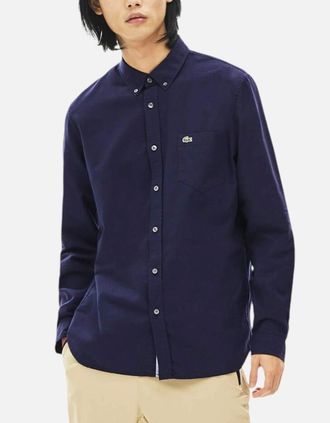Lacoste Mens LACOSTE CH4976-423 Mens Oxford Shirts Long Sleeve Casual Cotton Formal Shirts - Navy - Size: 40/38/Regular