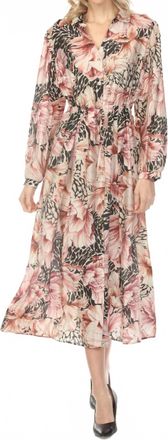 Joseph Ribkoff Floral Button Front Midi Dress In Vanilla/multi