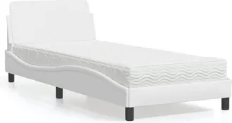 vidaXL Cama Con Colch&oacute;n Cuero Sint&eacute;tico Blanco 90x190 Cm Vidaxl